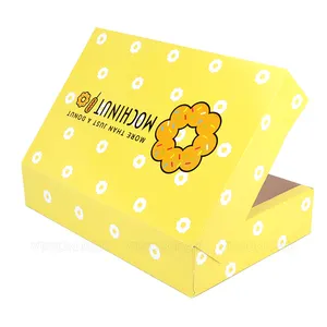 VISIONPAK Customized Foldable Donut Box Doughnut Macaron Cookie Paper Boxes With Heat Dissipation Holes