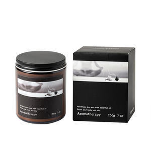 Vela Aromática de Lujo de 200g/7oz, Cera de Soya, en Frasco de Vidrio Ámbar Marrón con Tapa Metálica Negra, para Meditación, Festividades, Pascua, Diwali - Product Image 1