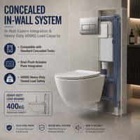 Kloset Duduk Tanpa Bingkai MWD Keramik P Trap 180mm Floating WC Pan Suite untuk Proyek Kamar Mandi Hotel Grosir OEM