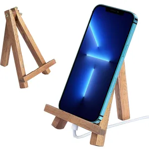 Wooden Easel Phone Stand Tablet Holder Canvas Style Desktop Phone Holder Mount for Smart Phone