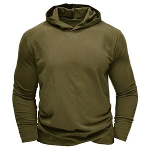 Casual Athletic Clothes Quick Dry Running Long Sleeve Cotton Sweatshirts <strong>Army</strong> Green Shirt Hooded <strong>Pullover</strong> Sports Tops for Men - Product Image 4