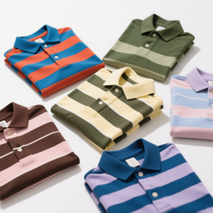 Camiseta de Golf para Hombre 2025 OEM con Logotipo Personalizado, Sublimada, de Punto, Holgada, de Manga Corta, con Botones y Rayas, de Poliéster de Secado Rápido - Product Image 2