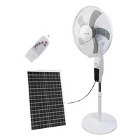 Appareil de refroidissement à air de 16 pouces Ventilateur solaire électrique Adaptateur CA/CC Ventilateur sur pied rechargeable Ventilateur de table CC avec lumière LED à l'intérieur de la batterie