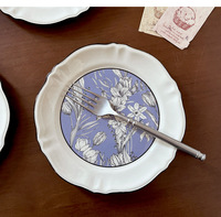 Plat de service plat vintage à fleurs de style français de 8 pouces, assiettes de dîner en porcelaine de luxe pour restaurant