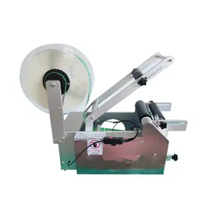 Semi Automatic Tube Round Bottle Labeling Machine With Label Printing Water Wine Glass Bottle Labeling Machine