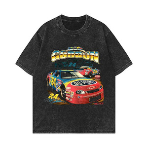 T-shirts en coton tricoté 100 % personnalisés en gros, style streetwear unisexe, avec imprimé graphique d'avatars d'anime, effet vintage délavé pour hommes - Product Image 2