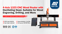 Machine de découpe CNC à tête inclinée 4 axes pour le bois, avec contrôleur DSP, moteur unique, haute rigidité, pour la création d'œuvres murales