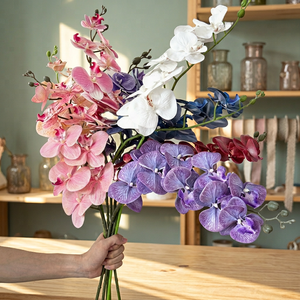 ดอกกล้วยไม้ฟาแลนนอปซิสประดิษฐ์แบบใหม่ 9 หัว 3 มิติ เหมือนจริง ทำจากยางลาเท็กซ์ สำหรับตกแต่งบ้าน งานแต่งงาน และกลางแจ้ง - Product Image 5