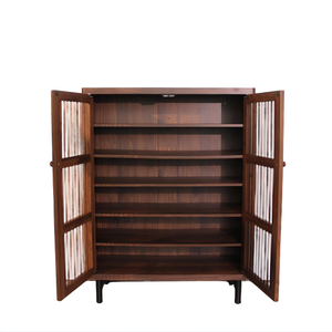 Wooden Shoe Cabinet with Shutter Doors 6 Tier Adjustable <b>Shelves</b> Modern Entryway Organizer for <b>Storage</b> - Product Image 2