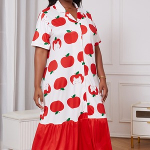 Abito da notte liscio su misura di <span class=keywords><strong>grandi</strong></span> dimensioni per le donne estate a maniche corte Casual dolce stampa <span class=keywords><strong>pigiama</strong></span> da <span class=keywords><strong>donna</strong></span> vestiti per la casa - Product Image 4