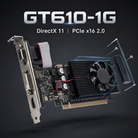 Nueva tarjeta gráfica de perfil bajo GT610 1GB DDR3 de 64 bits con ventilador de refrigeración/salida DVI/VGA para PC de escritorio