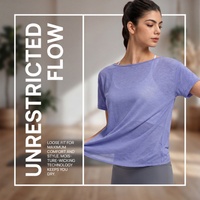 Atasan Yoga Wanita Tanpa Punggung Model Twist Lengan Pendek Bahan Spandex/Nylon Bernapas Desain Cetak Depan Dapat Disesuaikan Trendi Stok Pabrik Tersedia