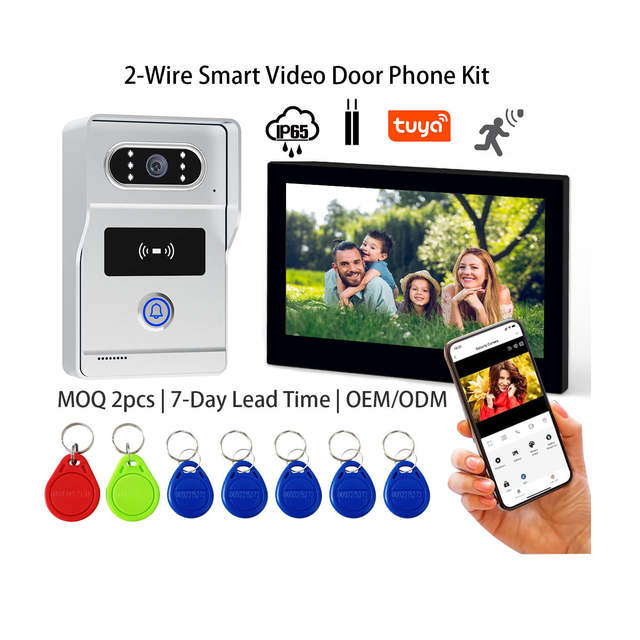 Tuya Smart Life 7 Inch 1080P IP65 Waterproof Video Doorphone 2-Wire Intercom System Motion Detection Leave Message Function