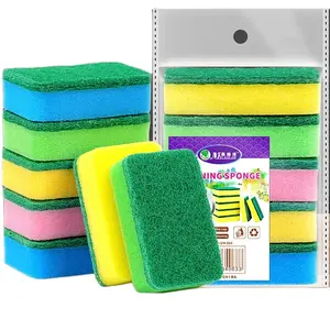 Kitchen Dish Scouring Pad Scrubber Cleaning Sponge With Polyester Pad