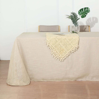 Nappe Rectangulaire Beige 90x156 en Faux Lin Texturé Effet Toile de Jute, Qualité Supérieure, Sans Couture, Idéale pour Mariages, Banquets, Hôtels et Événements (Vente en Gros)