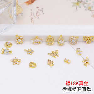 Pendientes de Zirconia Chapados en Oro con Forma de Mariposa, Microincrustaciones de Aleación de Cobre, Accesorios de Joyería DIY de 16mm - Product Image 5