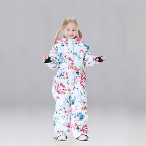 Combinaison de ski une pièce chaude pour enfants avec fermeture à glissière à capuche équipement respirant pour garçons et filles - Product Image 2
