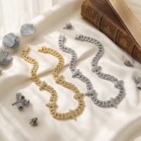 Chaîne à maillons de 12 mm pour homme, style Hip-Hop haut de gamme, avec panthère noire plaquée or, en alliage de zinc et strass, idéale pour les fêtes