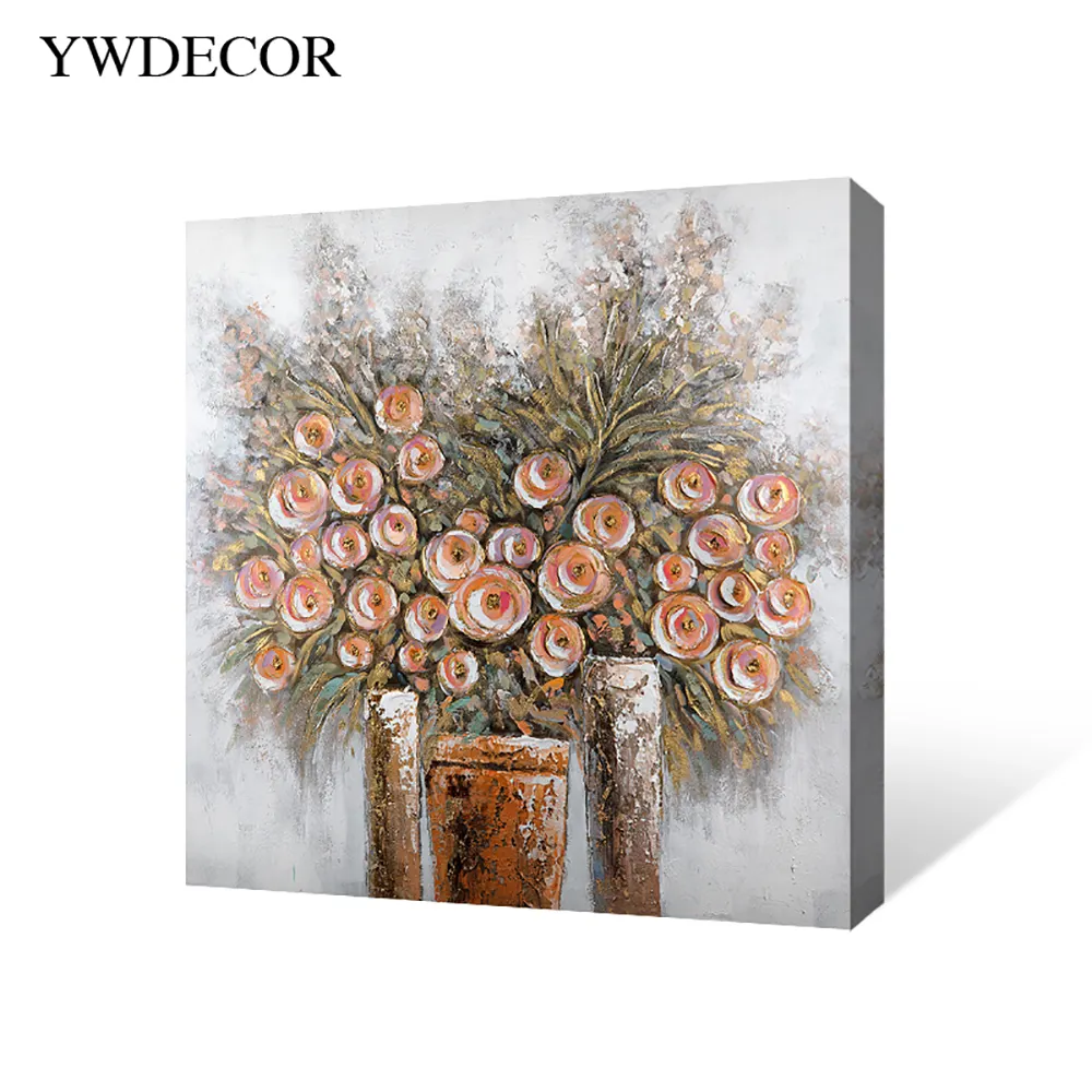 Customizable orange vase flowers 100% hand painted acrylic painting 3d textured canvas wall art for home office decor