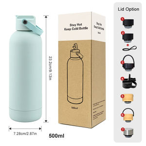 Botella de gimnasio personalizada Soft Touch Luxury Modern de 500 ml, botella de agua deportiva de acero inoxidable de doble pared con pajita. - Product Image 3