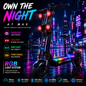 Patinete Eléctrico A7MAX 10000W con Batería de 72V 50Ah, Neumático de Vacío de 13 Pulgadas, Suspensión Hidráulica Doble, 200KG, Plegable, NFC, 95km/h, A7MAX Hig - Product Image 6