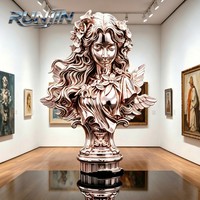 Escultura Moderna y Lujosa de Mujer Ángel en Acero Inoxidable Plateado Cromado, Figura Artística Femenina Fundida, 60 cm