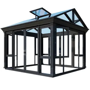 Profil aluminium kaca dapat ditarik Sunroom disesuaikan musim dingin taman gratis berdiri ruang matahari