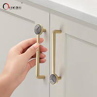 Oukali meubles de haute qualité armoire poignée monotrou tirer luxe bouton cuisine laiton brossé ZincAlloy commode tiroir poignées