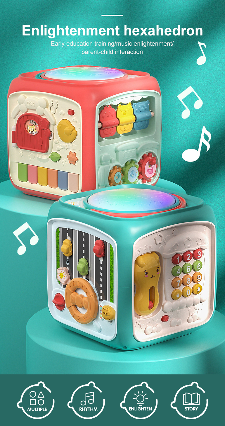 Baby play multifunction musical drum piano intellectual trending activity development cube toy