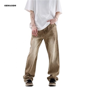 Nouveauté Pantalon en jean slim pour <span class=keywords><strong>homme</strong></span> Taille mi-haute Style droit Lavage clair Vintage Khaki Dégradé de couleur <span class=keywords><strong>Jeans</strong></span> rétro - Product Image 3