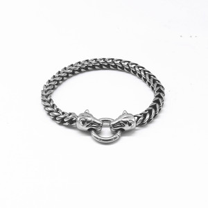 yunnique Wolf Head <b>Chain</b> Bracelet <b>Titanium</b> Steel Unisex Gift Jewelry Geometric Animal Design - Product Image 5