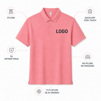 Chemise en tricot rose ajustée sur mesure pour homme, vente en gros |   175GSM Séchage rapide 5A Antibactérien S-6XL 9 couleurs |   Usine OEM/ODM