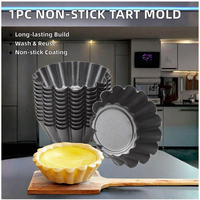 1 moule à tarte antiadhésif en acier au carbone, mini moules à tarte, cupcakes, réutilisables, moule à tartelettes, moule à muffins