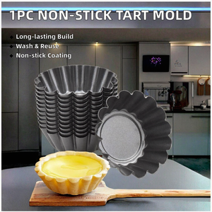 <span class=keywords><strong>Moule</strong></span> à tartelettes et mini-tartes en acier au carbone antiadhésif KT QC508 OEM, 1 pièce, design écologique et réutilisable pour cupcakes et muffins - Product Image 2