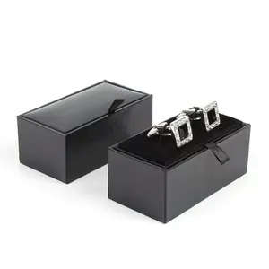 Fashionable cufflink box black with red inside,cufflink box logo