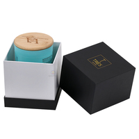 Ensemble de grands pots à bougie parfumés de luxe personnalisés, boîte d'emballage cadeau, pots à bougie noir mat avec couvercle et boîtes pour bougies