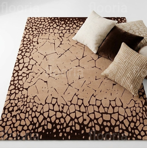 Tapis rectangulaire abstrait élégant en laine et acrylique, tissé à la main, antidérapant, pour salon, décoration intérieure, à poils moyens, avec envers en latex - Product Image 4