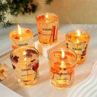 Getrocknete Blumen Gelee Duftkerze im Glasbecher Natürliche Ätherische Öl Aromakerze für Weihnachten Schlafzimmer Tisch Heimdekoration