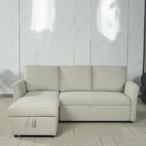 Nordic Modern Design Convertible Sleeper Sofá-cama Tecido de linho Multi-Functional <span class=keywords><strong>Corner</strong></span> Storage Unit for Bedroom - Product Image 2