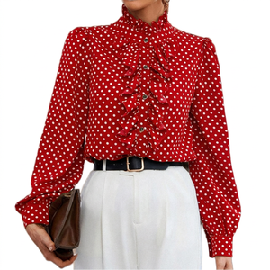 2024 Early Spring Casual Button French <b>Lace</b> <b>Collar</b> Eco-Friendly Vintage Long Sleeve Women's Blouse - Product Image 2