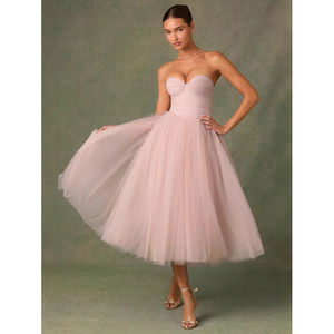 Nuovo Abito Elegante Senza Spalline <span class=keywords><strong>in</strong></span> <span class=keywords><strong>Tulle</strong></span> <span class=keywords><strong>Trasparente</strong></span> Tinta Unita - Product Image 5