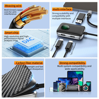 Adaptateur USB C OTG 3 en 1, charge rapide, prise casque, supporte la connexion de clé USB/souris/clavier