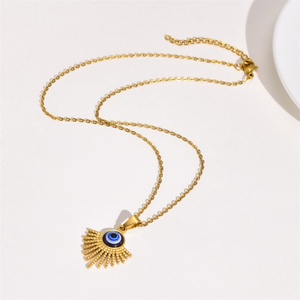 Fashion Stainless Steel Sun Evil Eyes Dangle Charm Necklace Jewelry Women - Product Image 3