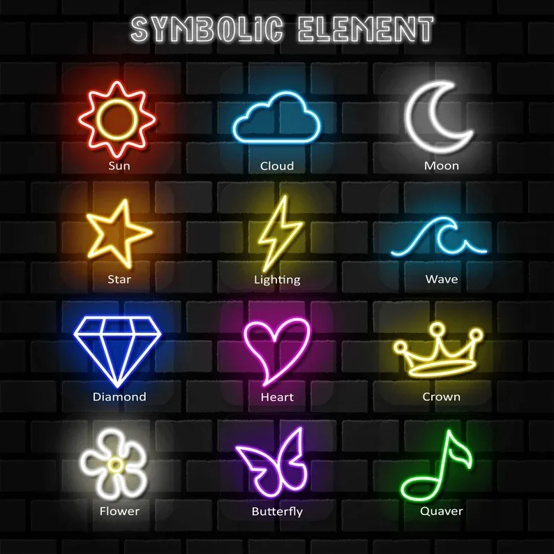 Hoge Kwaliteit Oogstrelende Kleurrijke Aantrekkelijke Icoon Logo Neon Teken