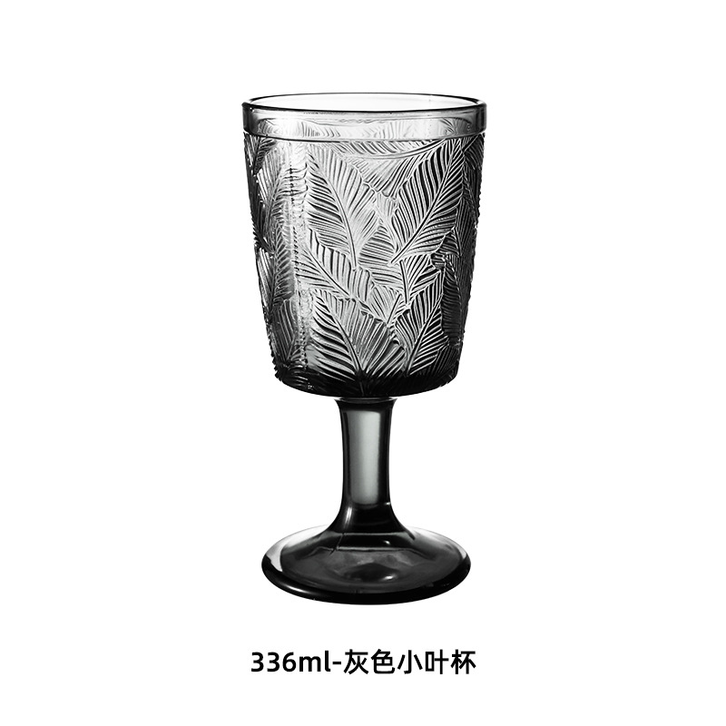 CLASSIC 350ML  Cups Goblet Wine Juice Glass Color Emboss Drink Glass Vintage for Wedding Bar Patty