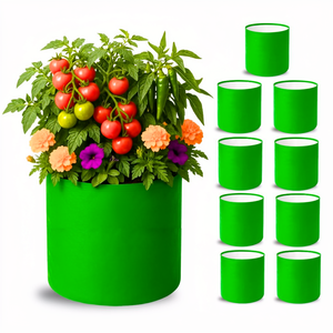 ORGANIC <span class=keywords><strong>BAZAR</strong></span> Sacs de culture durables 12x12 pour terrasses et jardins, Qualité supérieure 260 GSM, Verts, pour plantes d'intérieur et d'extérieur (Lot de 10) - Product Image 1