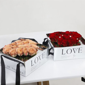 Scatola Regalo Portatile con Specchio Argentato, Lussuosa Scatola Quadrata per Bouquet di Fiori per Negozi di Fiori - Product Image 2