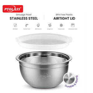 PYGLASS Alta Qualidade 304 Aço Inoxidável Tigela De Mistura Com Tampa Tigela De Massa Com Tampa - Product Image 4