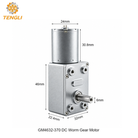 Moteur à engrenages à vis sans fin DC brossé Tengli GM4632-370 avec arbre fileté M3, sortie à 90 degrés, 6V 12V 24V, pour porte automatique OEM