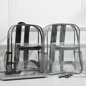 Mochila Escolar <span class=keywords><strong>de</strong></span> PVC Transparente Impermeable <span class=keywords><strong>de</strong></span> Gran Capacidad con Bolsillo Lateral <span class=keywords><strong>de</strong></span> Malla, Bolsa <span class=keywords><strong>de</strong></span> Viaje Transparente - Product Image 1
